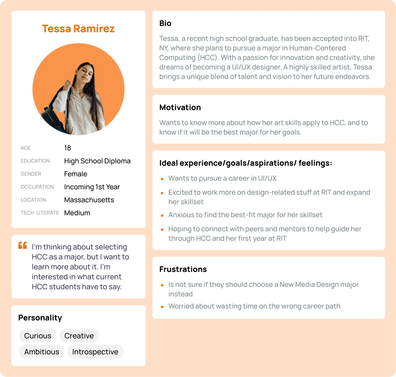 image of the primary persona created from the result of user research